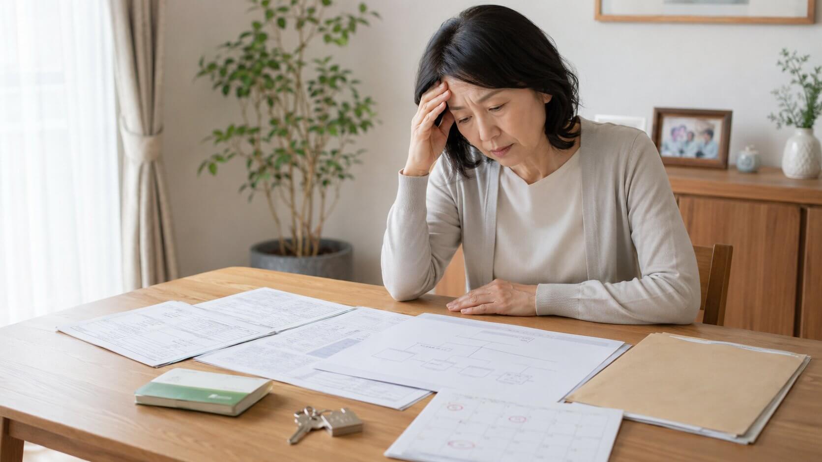 書類を前に相続の手続きで悩む女性
